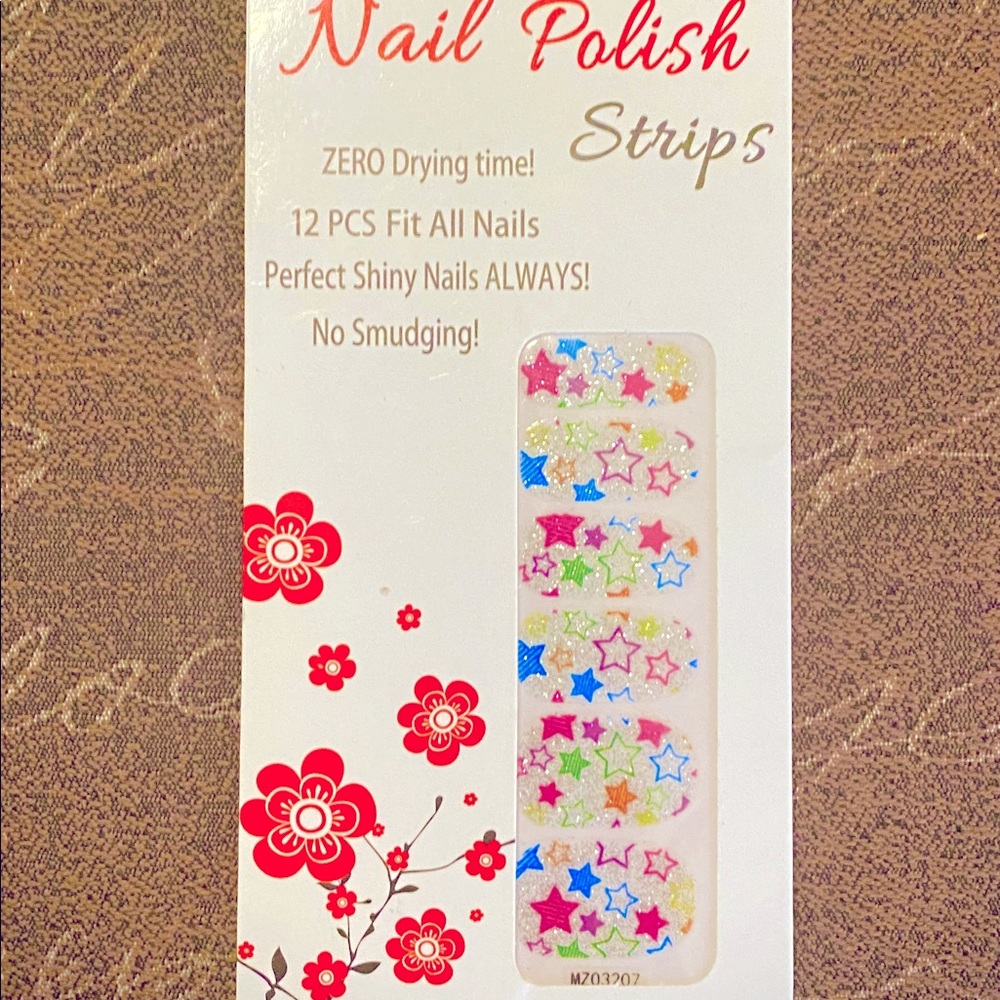 NAIL POLISH STRIPS - Clear Colorful Stars